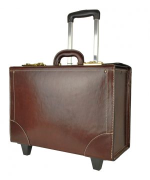 Celokožený kufor cestovný č.8173 s mechanikou v tmavo hnedej farbe.JPG