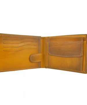 Kožená peňaženka č.8552 ručne tieňovaná v žltej farbe