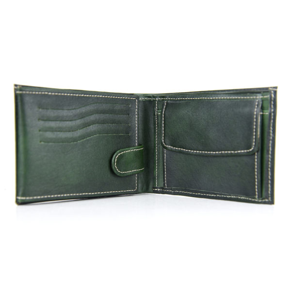Kožená peňaženka č.8552 ručne tieňovaná v zelenej farbe