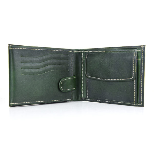 Kožená peňaženka č.8552 ručne tieňovaná v zelenej farbe