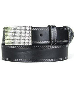 Alternative view of Unikátny čierny opasok z pravej kože SWAROVSKI GREEN, Ručná výroba na Slovensku, Limitovaná edícia