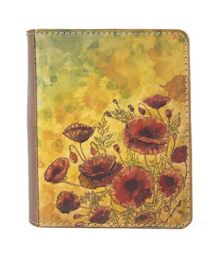 Ručne vyklepávaný, tvarovaný a reliéfny kožený zápisník - Vlčie maky 2