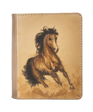 Ručne vyklepávaný, tvarovaný a reliéfny kožený zápisník - Cválajúci kôň 2