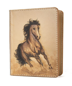 Alternative view of Ručne vyklepávaný, tvarovaný a reliéfny kožený zápisník - Cválajúci kôň 2