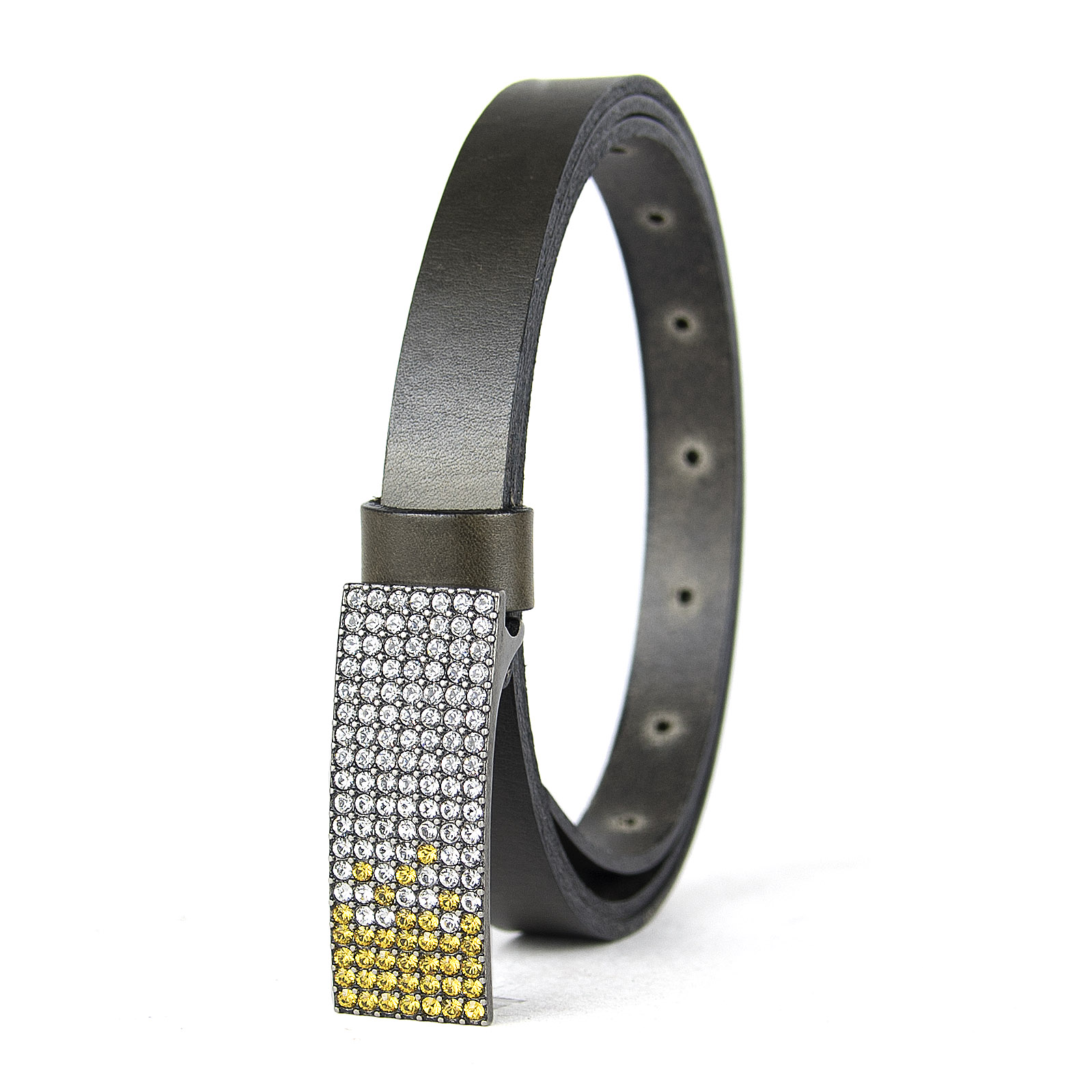 Dámsky kožený opasok SWAROVSKI YELLOW, šírka 2cm, Vyrobené na Slovensku – Obrázok 6