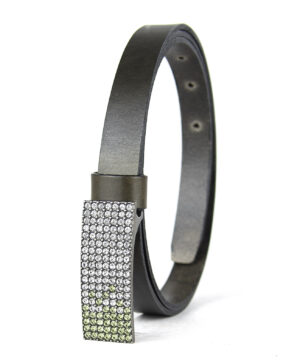 Dámsky kožený opasok SWAROVSKI GREEN, šírka 2cm, Vyrobené na Slovensku – Obrázok 4