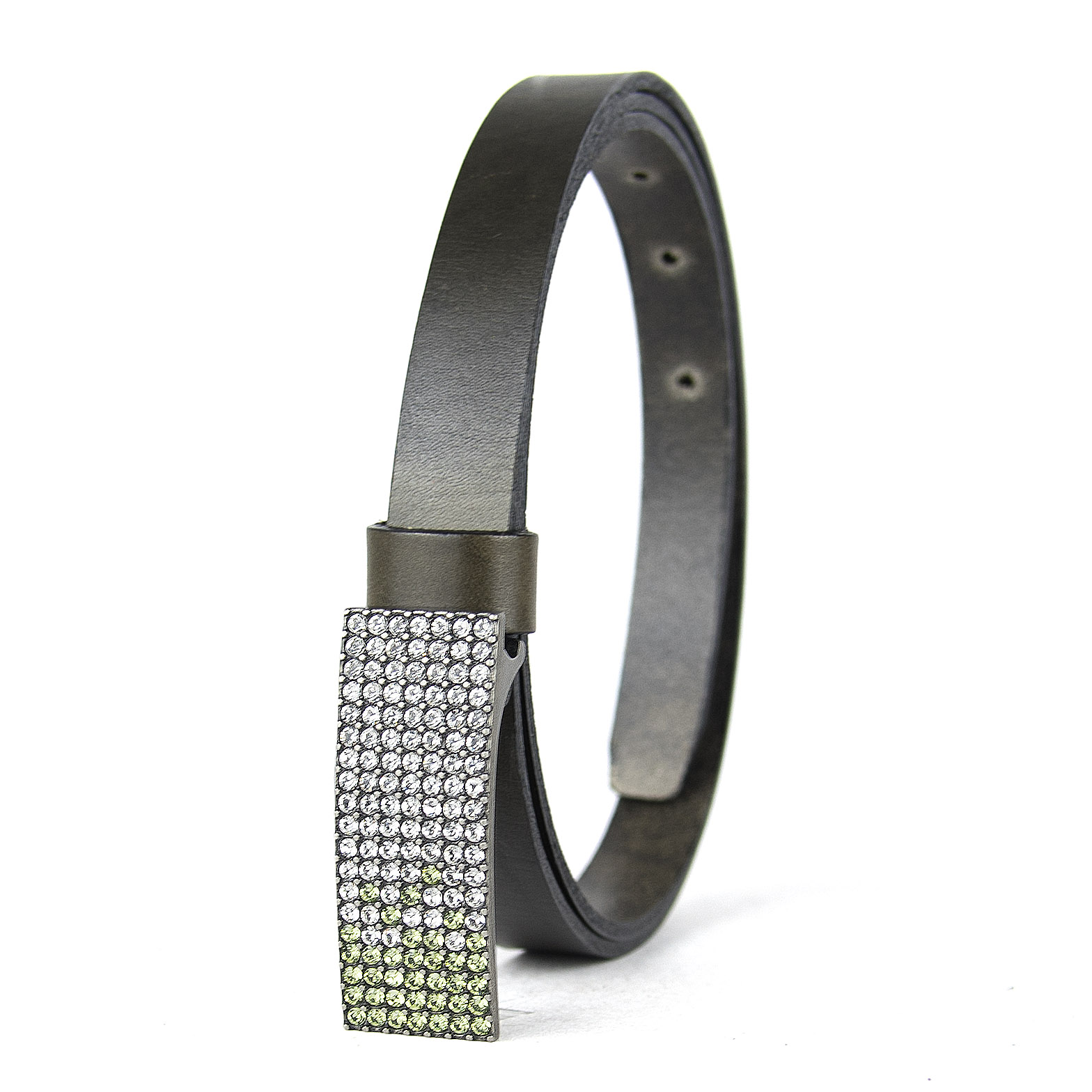 Dámsky kožený opasok SWAROVSKI GREEN, šírka 2cm, Vyrobené na Slovensku – Obrázok 4