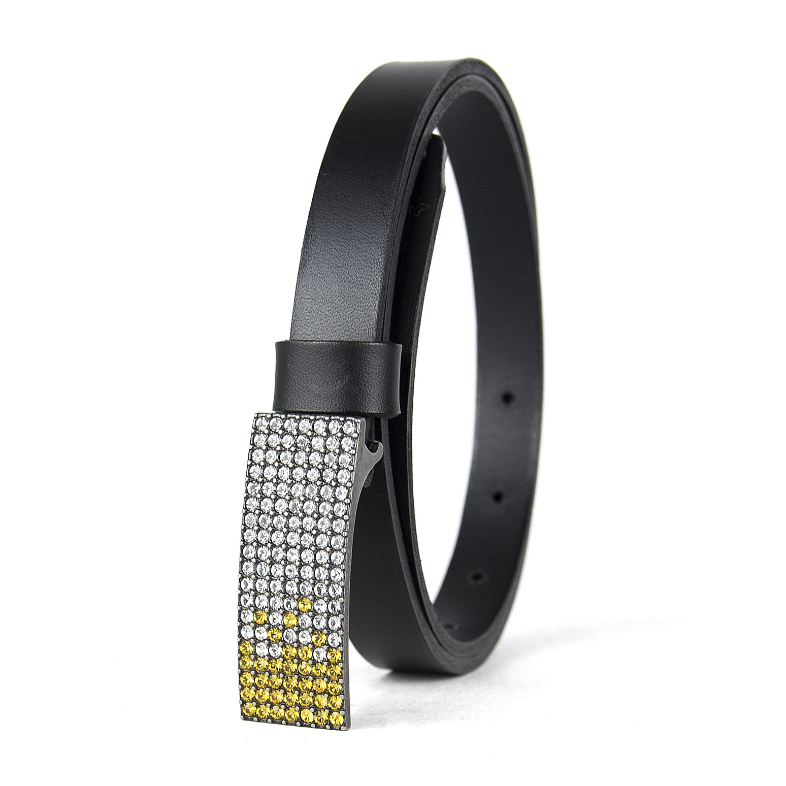 Dámsky kožený opasok SWAROVSKI YELLOW, šírka 2cm, Vyrobené na Slovensku