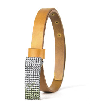 Dámsky kožený opasok SWAROVSKI GREEN, šírka 2cm, Vyrobené na Slovensku – Obrázok 5