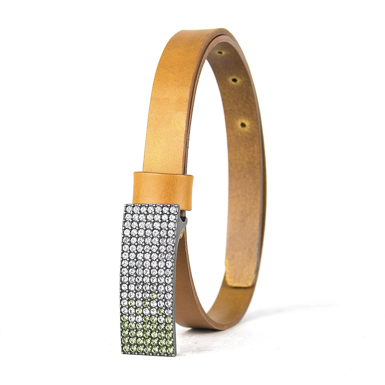 Dámsky kožený opasok SWAROVSKI GREEN, šírka 2cm, Vyrobené na Slovensku – Obrázok 5