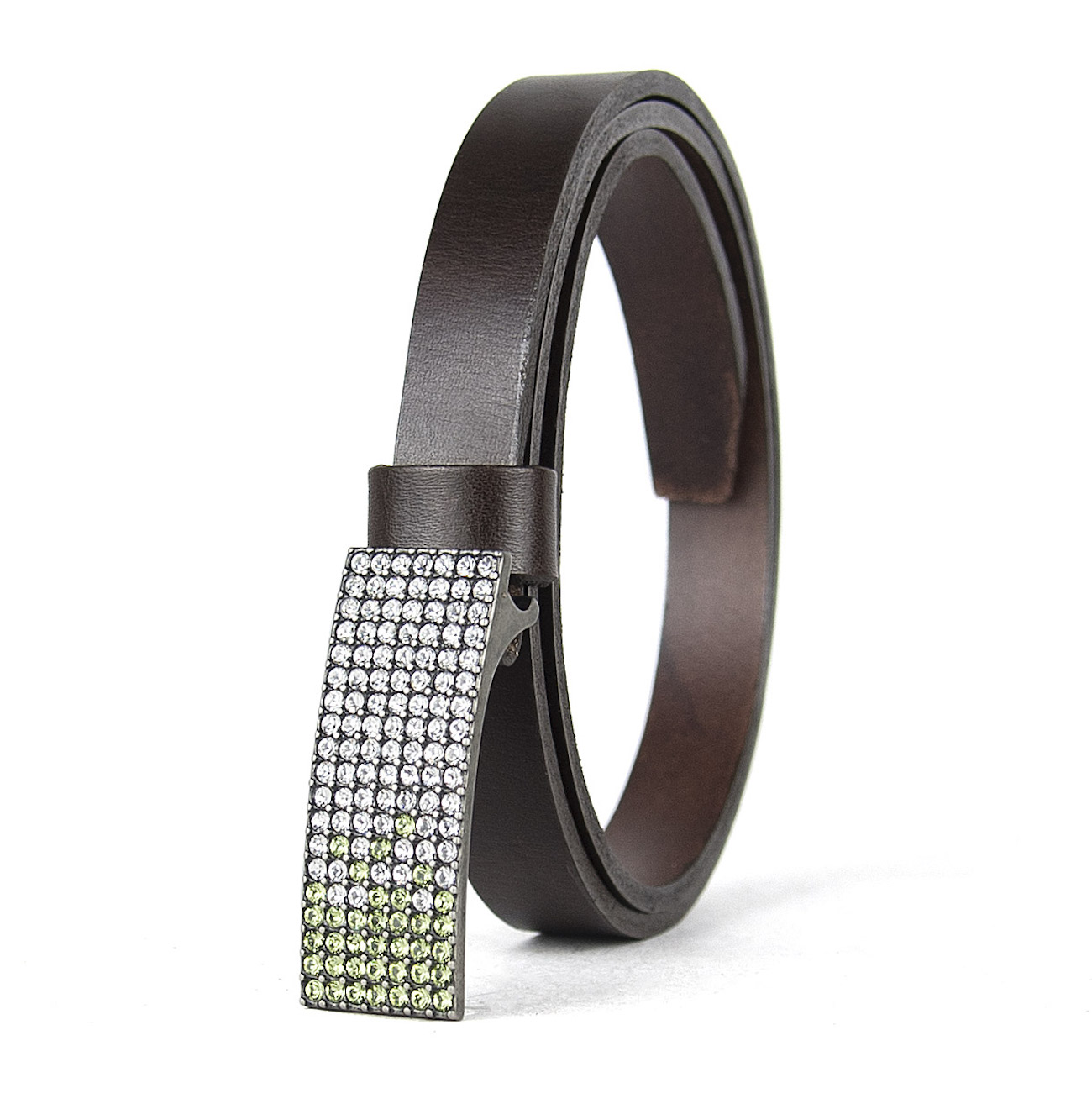 Dámsky kožený opasok SWAROVSKI GREEN, šírka 2cm, Vyrobené na Slovensku – Obrázok 3
