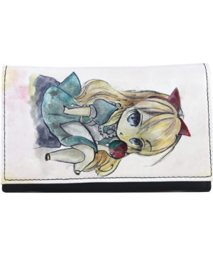 Ručne maľovaná kožená peňaženka 8542 s motívom Dievčatko s jablkom