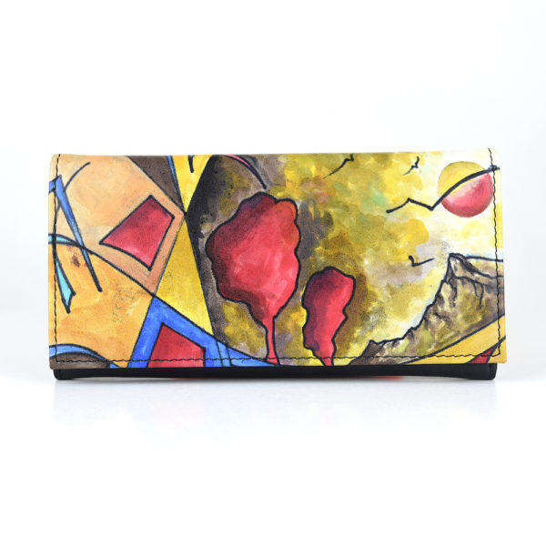 Ručne maľovaná kožená peňaženka 7757 s motívom Abstrakt