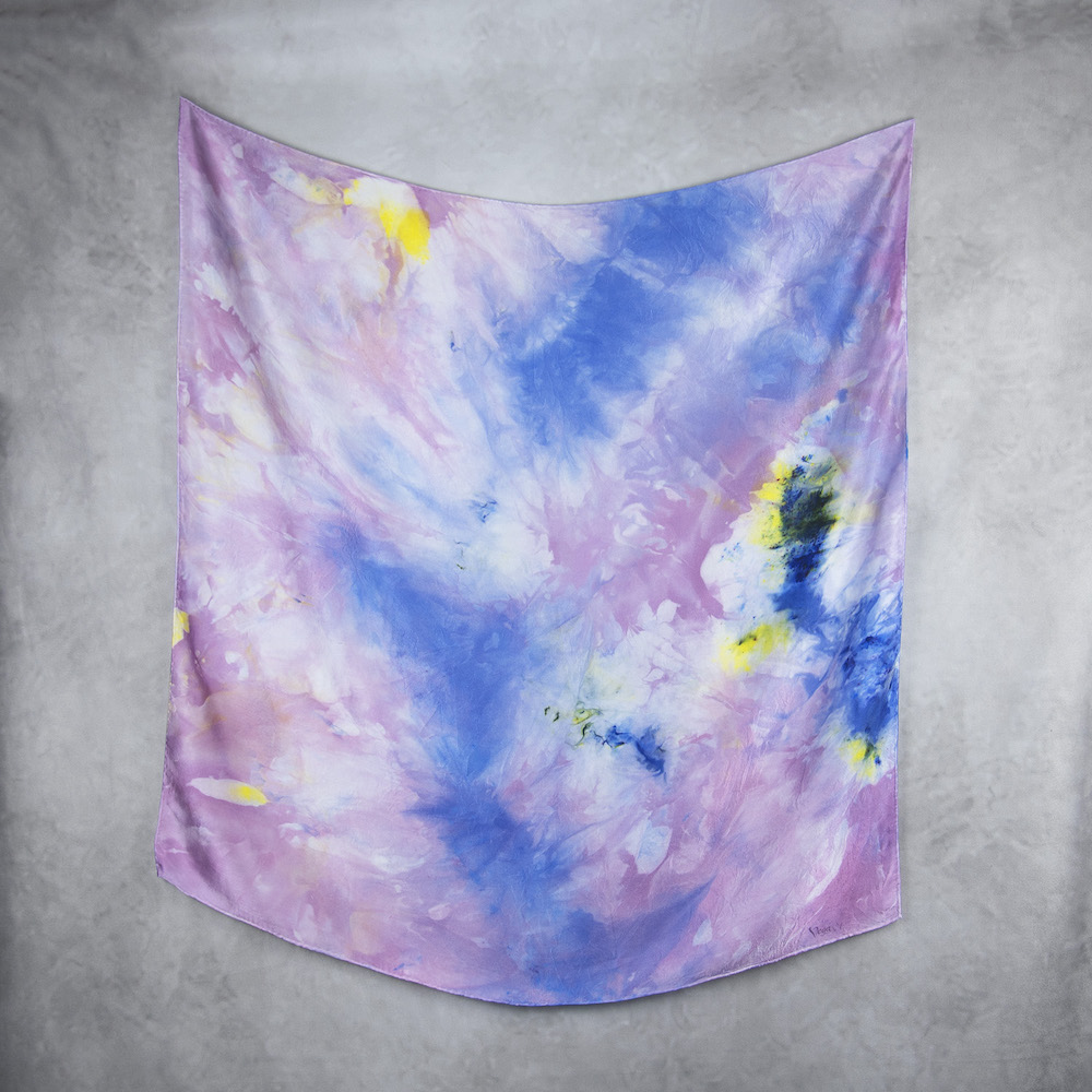 Hodvábna šatka LIMITED_336, Ručná výroba na Slovensku, 90 x 90cm – Obrázok 2