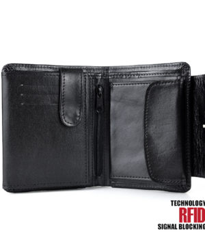 Ochranná kožená peňaženka v čiernej farbe č.8511