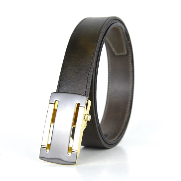 Kožený opasok s automatickou prackou GOLD BUTTON - Image 3