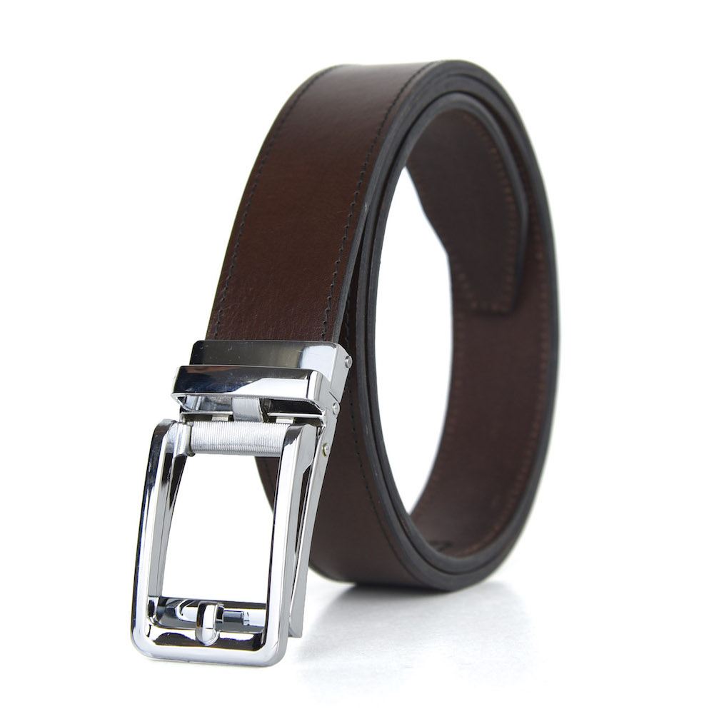 Opasok z pravej kože s automatickou prackou SILVER BELT – Obrázok 2