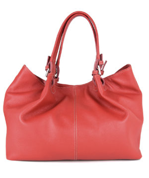 Dámska kožená kabelka SHOPPER v červenej farbe