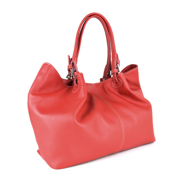 Dámska kožená kabelka SHOPPER v červenej farbe - Image 6