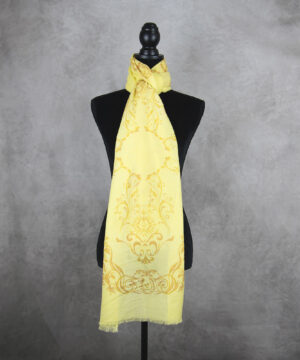 Unisex zimný šál z Merino vlny so vzorom ORNAMENT YELLOW, výrobený na Slovensku