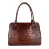 Luxusná kabelka z pravej hovädzej kože s dezénom krokodíla v hnedej farbe