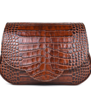 Kabelka crossbody z hovädzej kože s dezénom krokodíla