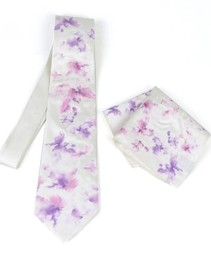 Hodvábna kravata + vreckovka vyrobená na Slovensku - Cream