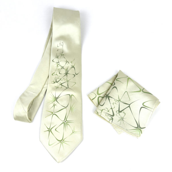Hodvábna kravata + vreckovka vyrobená na Slovensku - Bing bang