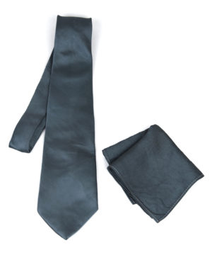 Hodvábna kravata + vreckovka v antracitovej farbe, Slovenská výroba