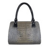 Luxusná kabelka z pravej hovädzej kože s dezénom krokodíla v šedej farbe