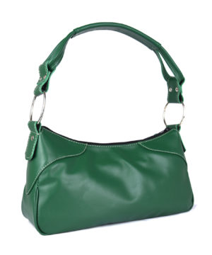 Dámska kožená kabelka na rameno v zelenej farbe