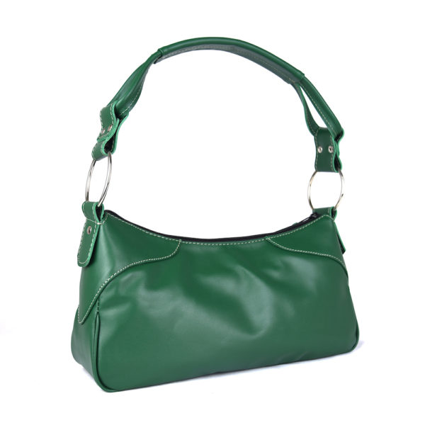 Dámska kožená kabelka na rameno v zelenej farbe