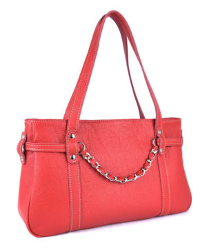 Dámska kožená kabelka z pravej kože, červená farba