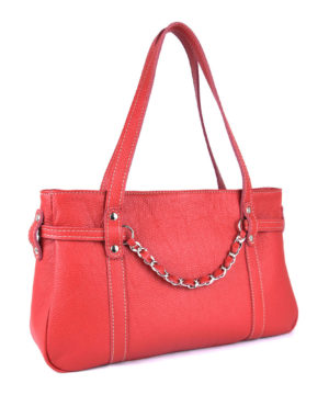 Dámska kožená kabelka z pravej kože, červená farba