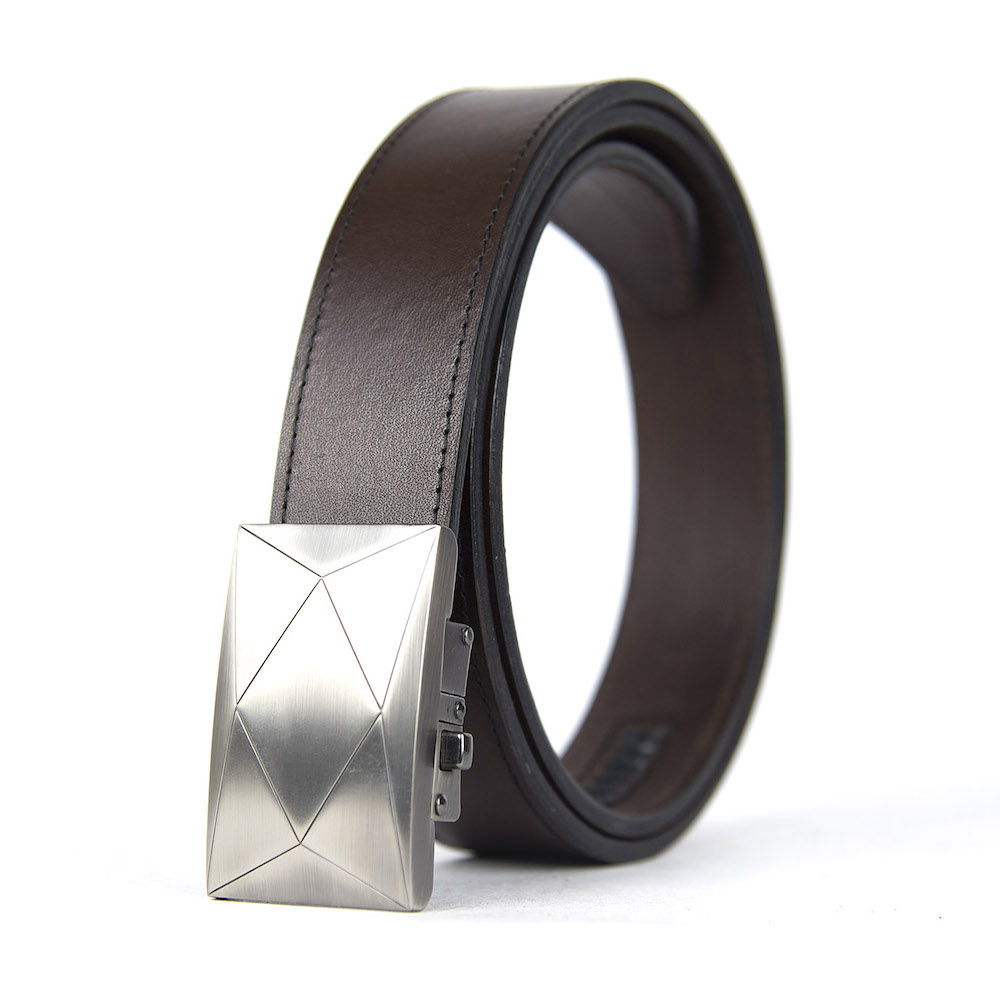 Opasok z pravej kože s automatickou prackou NICKEL POLYGON – Obrázok 2
