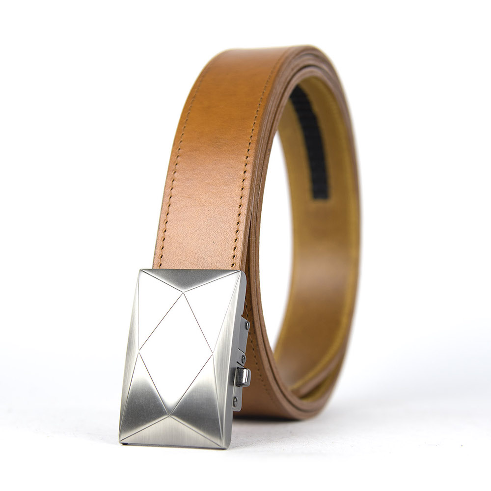 Opasok z pravej kože s automatickou prackou NICKEL POLYGON – Obrázok 5