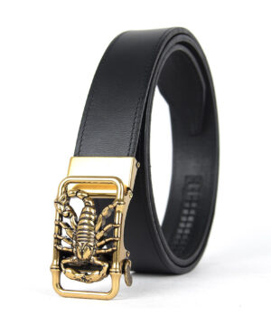 Kožený opasok s automatickou prackou GOLD SCORPION