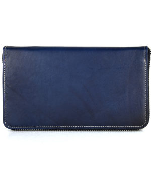 Dámska nákupná kožená peňaženka č.8606 ručne tieňovaná v tmavo modrej farbe