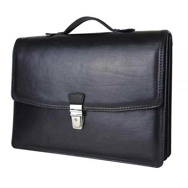 Elegantná kožená aktovka z pravej kože v čiernej farbe č.8170 - Image 5