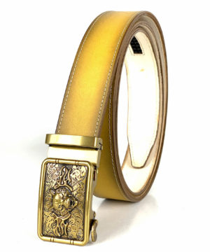 Žltý opasok z pravej kože s automatickou prackou GOLD TIGER - LIMITED EDITION