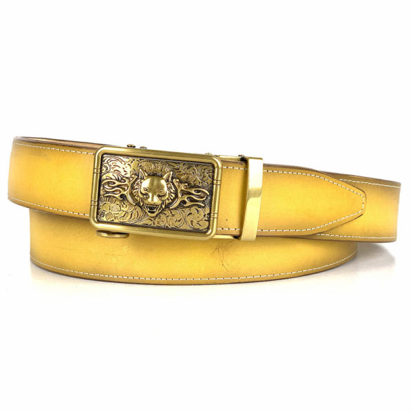 Žltý opasok z pravej kože s automatickou prackou GOLD TIGER - LIMITED EDITION - Image 2