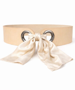 Kožený opasok viazaný šatkou – Prírodný + Hodvábna šatka podľa výberu, Výroba na Slovensku