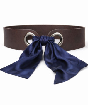 Kožený opasok viazaný šatkou – Tmavo hnedý + Hodvábna šatka podľa výberu, Výroba na Slovensku