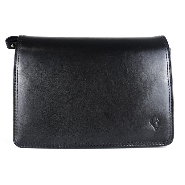 Crossbody kožená kabelka, čierna, uzatváranie - magnet - Image 3