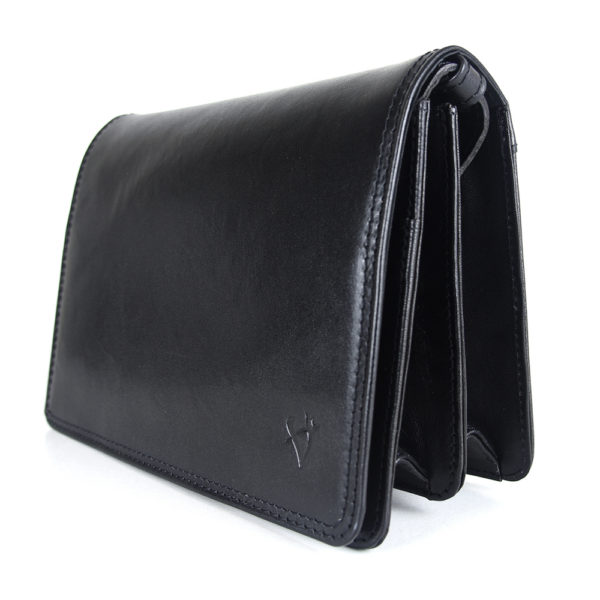 Crossbody kožená kabelka, čierna, uzatváranie - magnet - Image 9