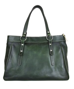 Kožená kabelka 8602 ručne tamponovaná a tieňovaná v zelenej farbe