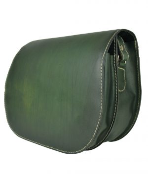 Kožená kabelka v tmavo zelenej farbe