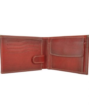 Kožená peňaženka č.8552 ručne tieňovaná v červenej farbe