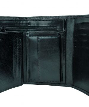 Kožená peňaženka s mriežkovaným dekorom č.8559-1 v čiernej farbe (1)