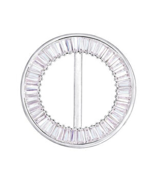 Luxusná spona na šatku a šál v kruhovom dizajne so sklíčkami v striebornej farbe